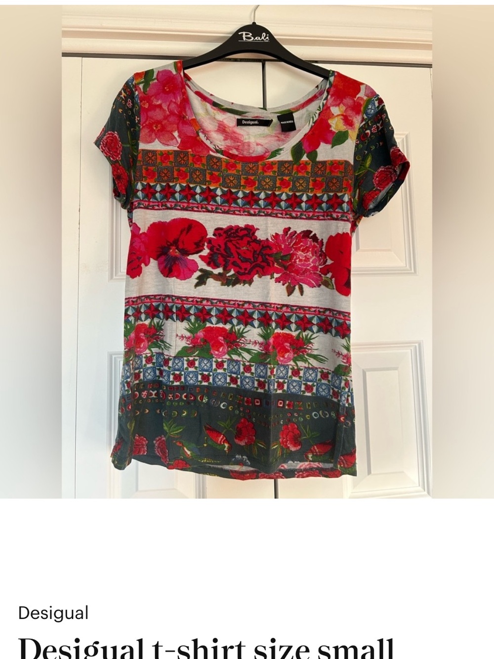 Desigual Multicolor Floral Scoop Neck Short Sleeve Tee
